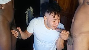 Sucking Several Brunette Cocks