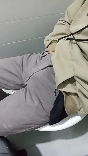 In the public restroom