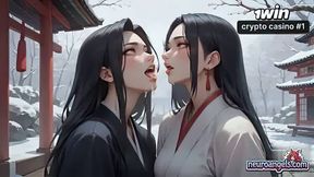 A seductive, kimono-clad Japanese goddess lies nude on a snow-covered altar - the ultimate in XXX porn!