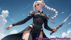 Futanari Shadowheart Masturbating and Self-Suck BG3