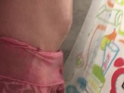Big Belly Sissy Showering in Panties! Hairy Ass Shake, Tummy Bulge Fetish