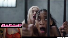 Futa Guard Destroys Blonde Inmate with Thick Cream Pie Facial