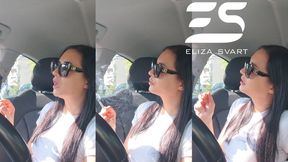 Enjoying nicotine and sun in my car