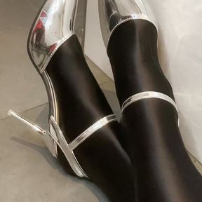 Silver Heels and Spandex Pantyhose