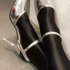 Silver Heels and Spandex Pantyhose