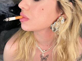 Concupiscent Golden-haired Catgirl Cosplay Bitch Smokes Cigarette Like a Messy Wench - Slow Carnal Smoke Fetish