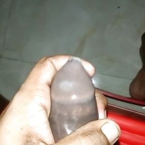 My Homemade Big Cock Masturbation in Condom And Huge Cum