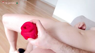 The Milf got squirted in the mouth by her satisfied husband with a sex toy gift