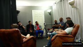 GangbangCreampie - Smokin Hot Brunette Babe Joins In A Gangbang And Gets Anal Creampie