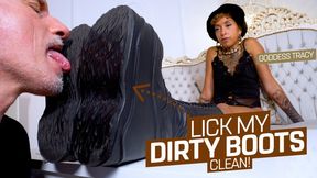 I will have my dirty club boots licked clean! ( Boot Worship with Goddess Tracy ) - FULL HD MP4