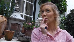 Smoke in pink sweater