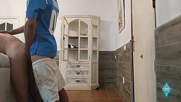 Polishing his hungry ass
