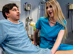 Busty trans nurse Janelle Fennec handles her patients boner