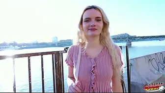 GERMAN SCOUT - Skinny German Teen Amber Kawaii get leg shaking Orgasm at Casting Sex