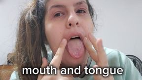Wet Tongue and Open Mouth Fetish, Saliva Dripping, Throat Play, Mouth Massage and Sloppy Movements Up Close