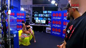 Ggg John Thompson-wild Blonde Enjoys Riding and Sucking Interracial Dicks Gangbang