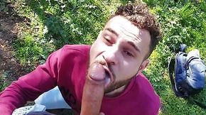 Sucking a monster black cock in the park