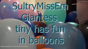 Giantess tiny has fun in balloons