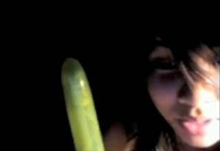 Hot and sexy brunette teen dildofucks herself in the dark