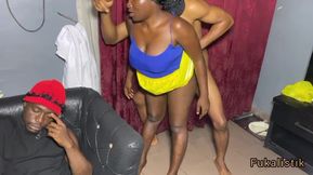 Busty ebony wife fucks sneaky big cock