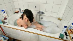 Suck dildo in bath