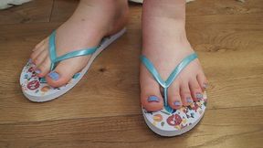 #7 Blue flip flops