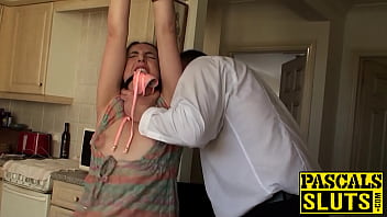 British submissive Liz Rainbow gets a rough power fuck and facial