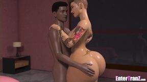 Freaky Bbc Neighbor Gets His Shemale Neighbor On Her Back For The First Time With Car Toon