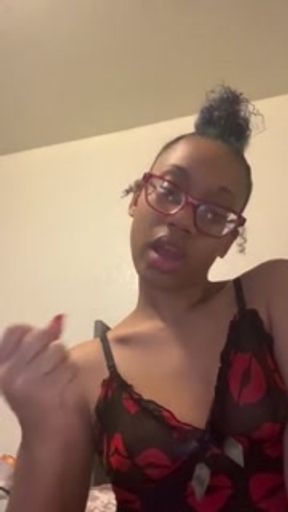 Cute light skin ebony giving JOI