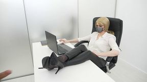 Deepthroated My Lady Boss Right On Her Office Desk And Came All Over Her Feet In Black Stockings