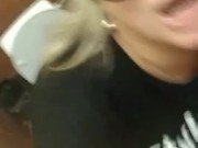 Big naked boobs in public toilet. Love doing public show