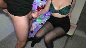 Boosty Friend's WIfe Pantyhose Handjob - 720p