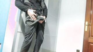 Jomilove strokes and jerks off a big uncut cock with his sexy sweaty pants on