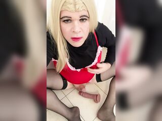 Part two Amateur Sissy Crossdresser try’s to squirt on sextoy for Dad and talks about him paying $8k for her breast implants