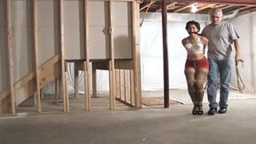 u2502SAHRYE-Curvy Latina left standing roped in her bra and girdle 720P