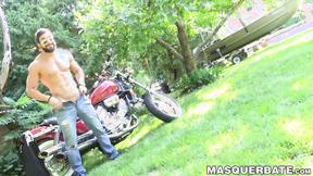 ”Alluring babe Zack Lemec solo jerks his savory shaft outdoors”