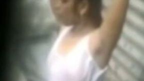 I love to spy on my Indian neighbor and watching her shower is great