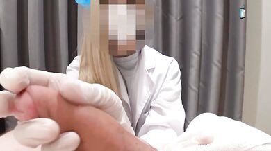 Three nurses watched me stroke my dick in a fake hospital