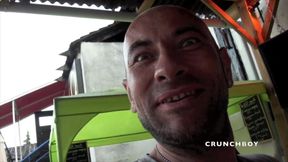 Ted fucked by Kamel outdoor in restaurant