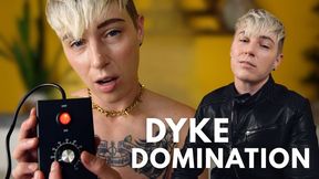 Leather Dyke Dominates You - Bound, Overstimmed, and Used! - Jaq Quicksilver - spitroast, fucking machine, overstim, strapon POV, female POV - 1080p mp4