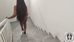 WALKING AROUND THE NIGHBORHOOD WITH FACIAL CUM WALKER NUDITY