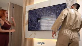 Buxom Redhead Buys Sex From Handyman For Tech Favour