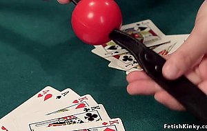 Blonde gambler fucked in rope bondage