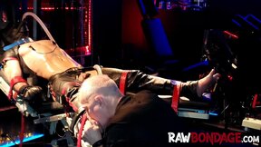 Sweaty jock Devin Franco foot licking and deepthroating in raw bondage