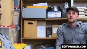 Security officer's disciplinary raw, intense barebacking by a dominant black boss