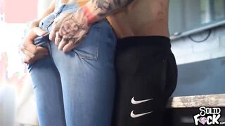 Facefuck and Creampie a Big Boobs Stepmom in Jeans