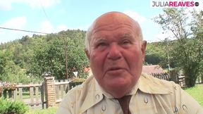 Old and Fat Granny Satisfies a Stranger - She Jerks off and Sucks His Cock