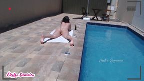 Sexy Girl Sunbathing by the Pool, Perfect Body, Fetish