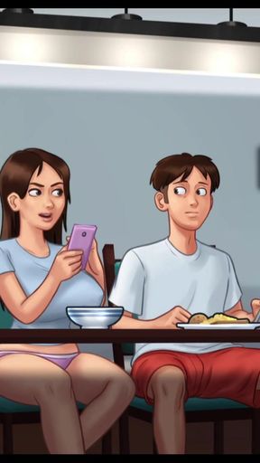 Girlfriend Roommate Gives Horny Pervert Man a Nice Orgasm With Massive Cock -  Summertime Saga By DarkCookie   Clip 1