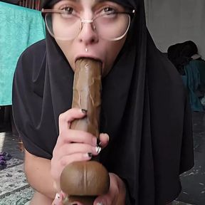 Rough Blowjob and Riding BBC Dildo Mia Niqab